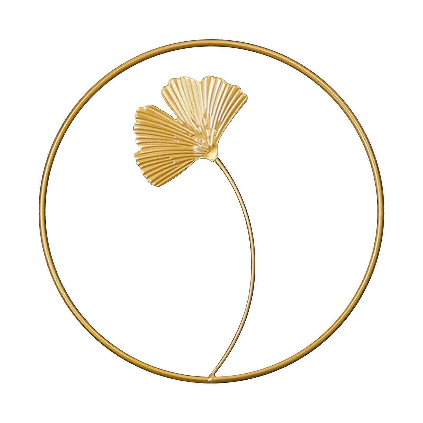 Nordic Living Room Light Luxury Gold Round Ginkgo Leaf Metal Wall Hanging 241833