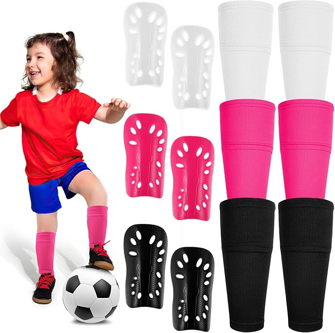 1 Pairs Soccer Shin Guards and Sleeves for Kids Youth, Protective Soccer Shin Pads and Long Soccer Sleeves for Children Teen Boys Girls Lightweight Soccer Equipment